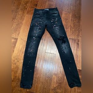 All Black Pants With Paint Splatter Design